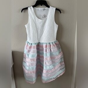 Place Kids White and Pastel Striped Dress